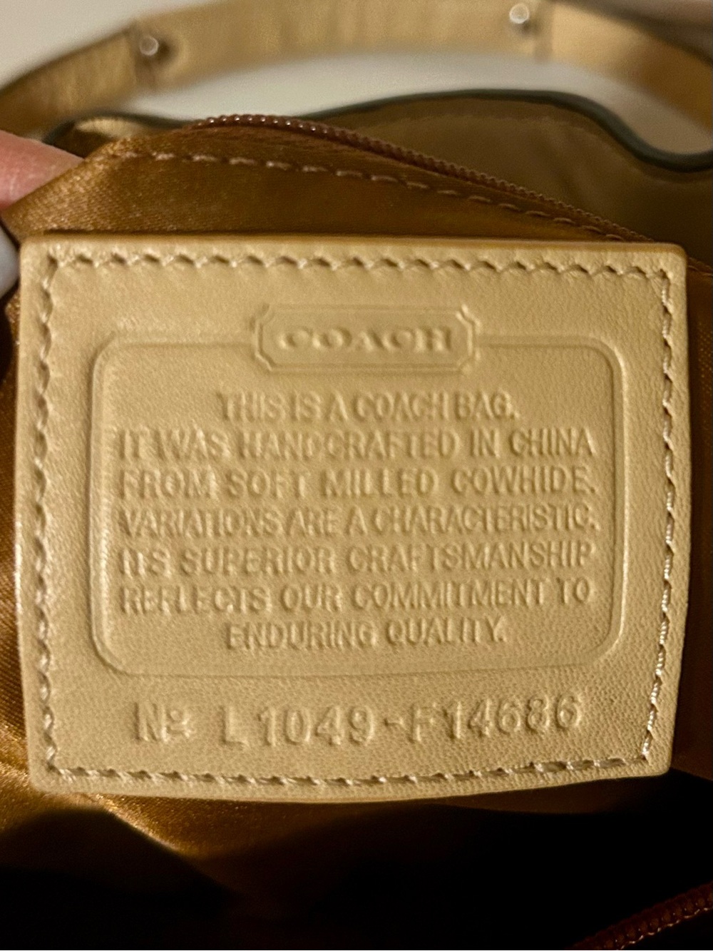 Coach Pebbled Leather Shoulder Tote in Light Tan - Picture 7 of 9